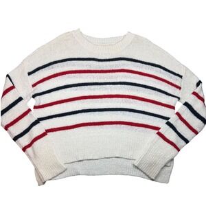 C&C California Womens Striped Sweater Cream‎ Red Navy Long Sleeve Cozy Knit XL